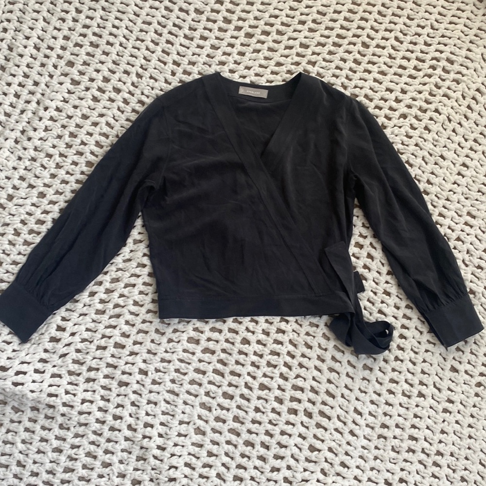 Everlane washable silk wrap blouse